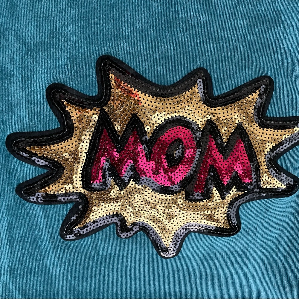 Corduroy, sequin appliqué tote